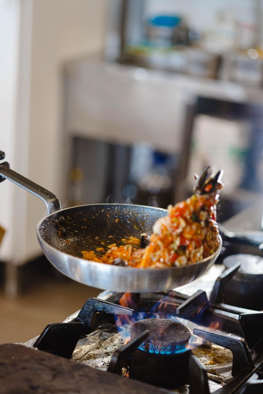 Flame-grilled prawns